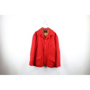 Vintage 50s Streetwear Mens XL Distressed Lined Wool Mackinaw Jacket Red USA